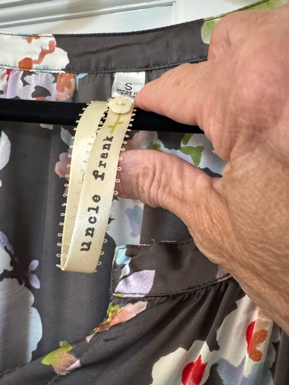 Uncle Frank Charcoal Gray Floral Puff-Sleeve Wrap Mini Dress - Picture 2 of 3